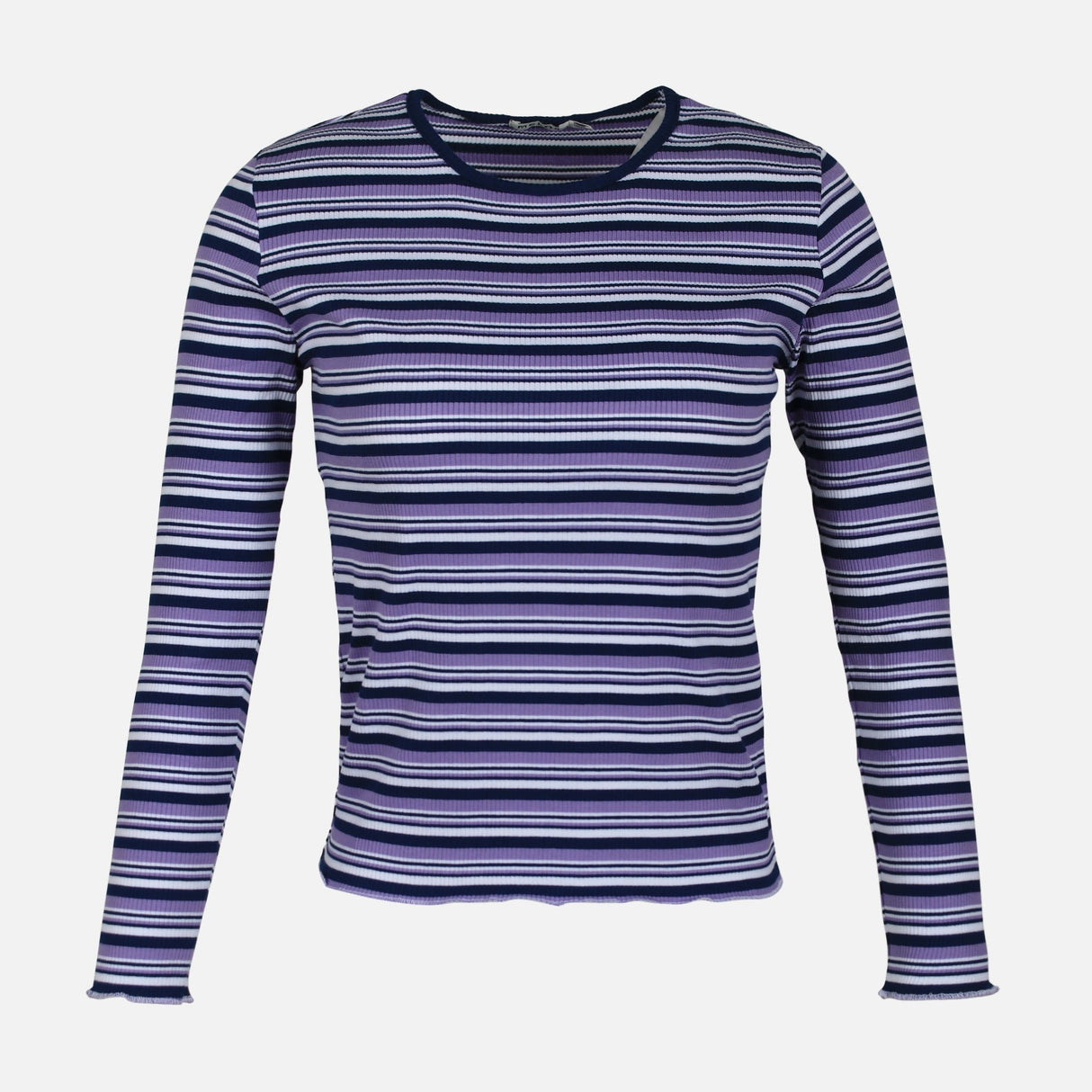 WOMEN RIB STRIPER LONG SLEEVE TEE