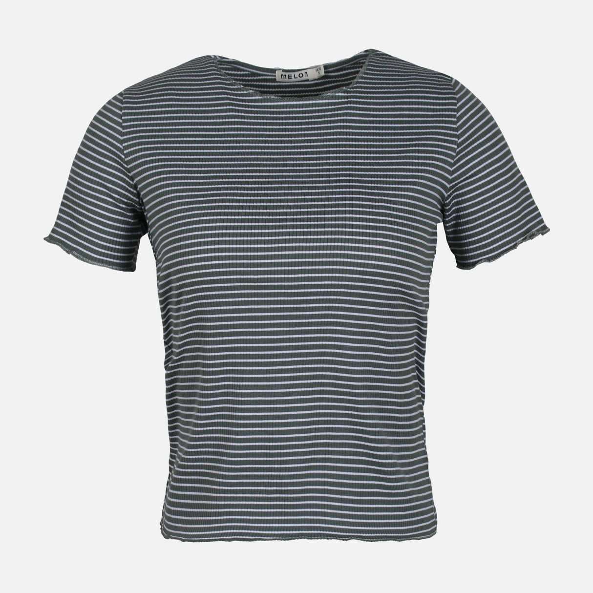 WOMEN RIB STRIPER SHORT SLEEVE TEE