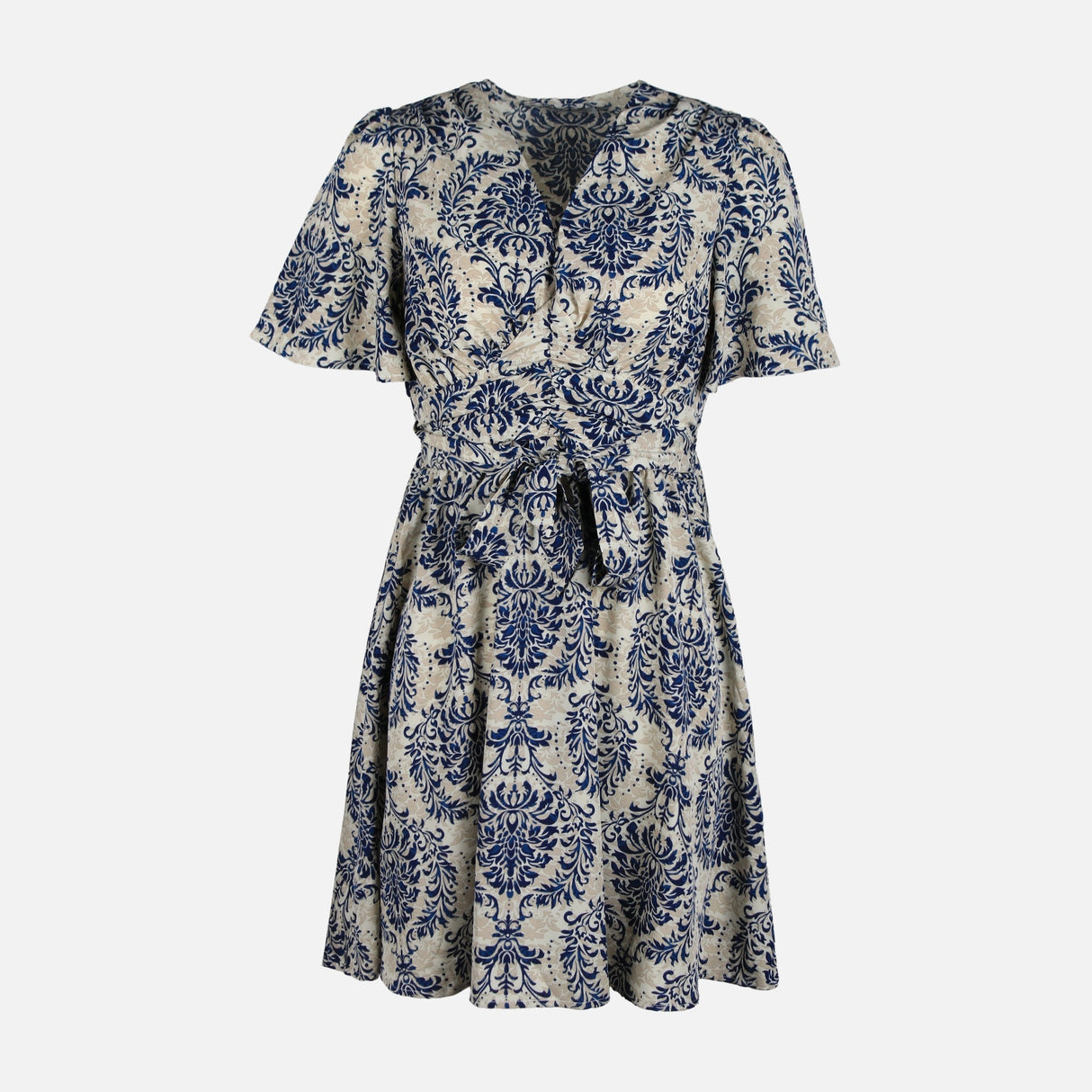 WOMEN FLORAL SHORT SLEEVE MIDI DRESS