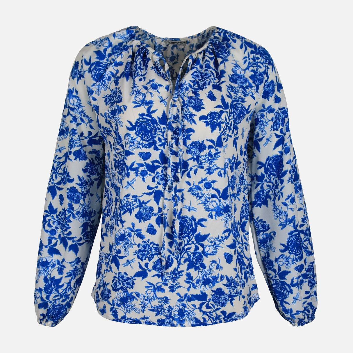 WOMEN FLORAL WOVEN LONG SLEEVE TOP