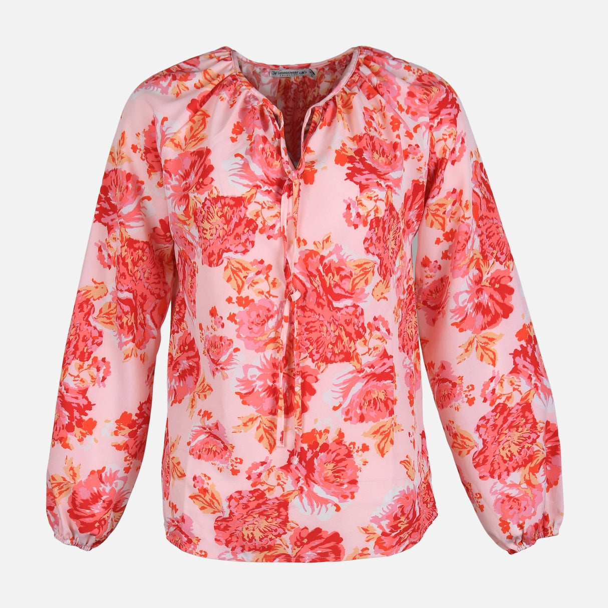 WOMEN FLORAL WOVEN LONG SLEEVE TOP