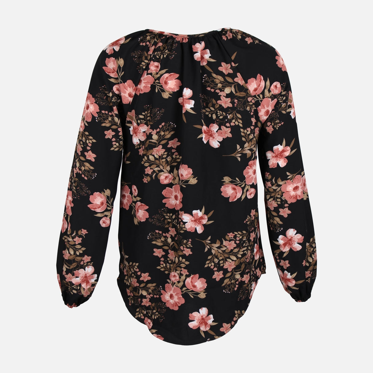 WOMEN FLORAL WOVEN LONG SLEEVE TOP