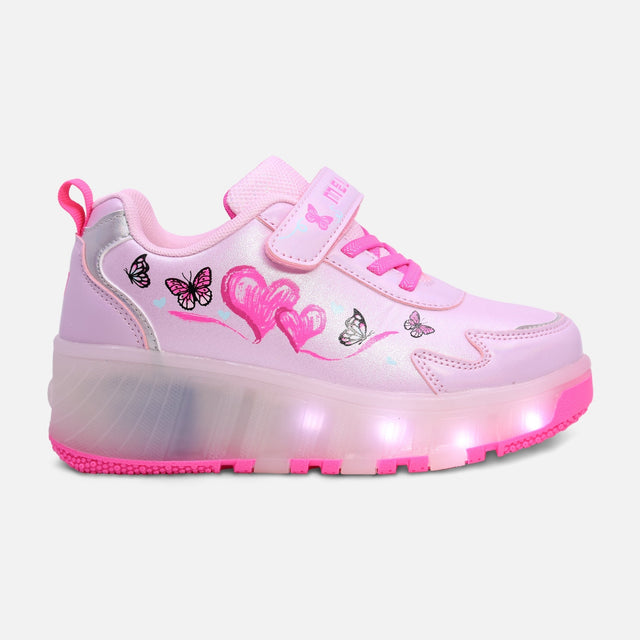 GIRLS WHEELS VELCRO LIGHTING SHOES