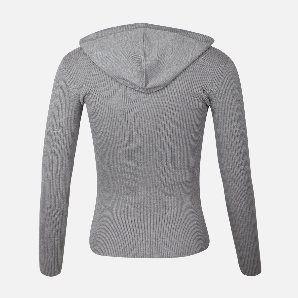 WOMEN FULLZIPPER RIBBED HOODED CARDIGAN