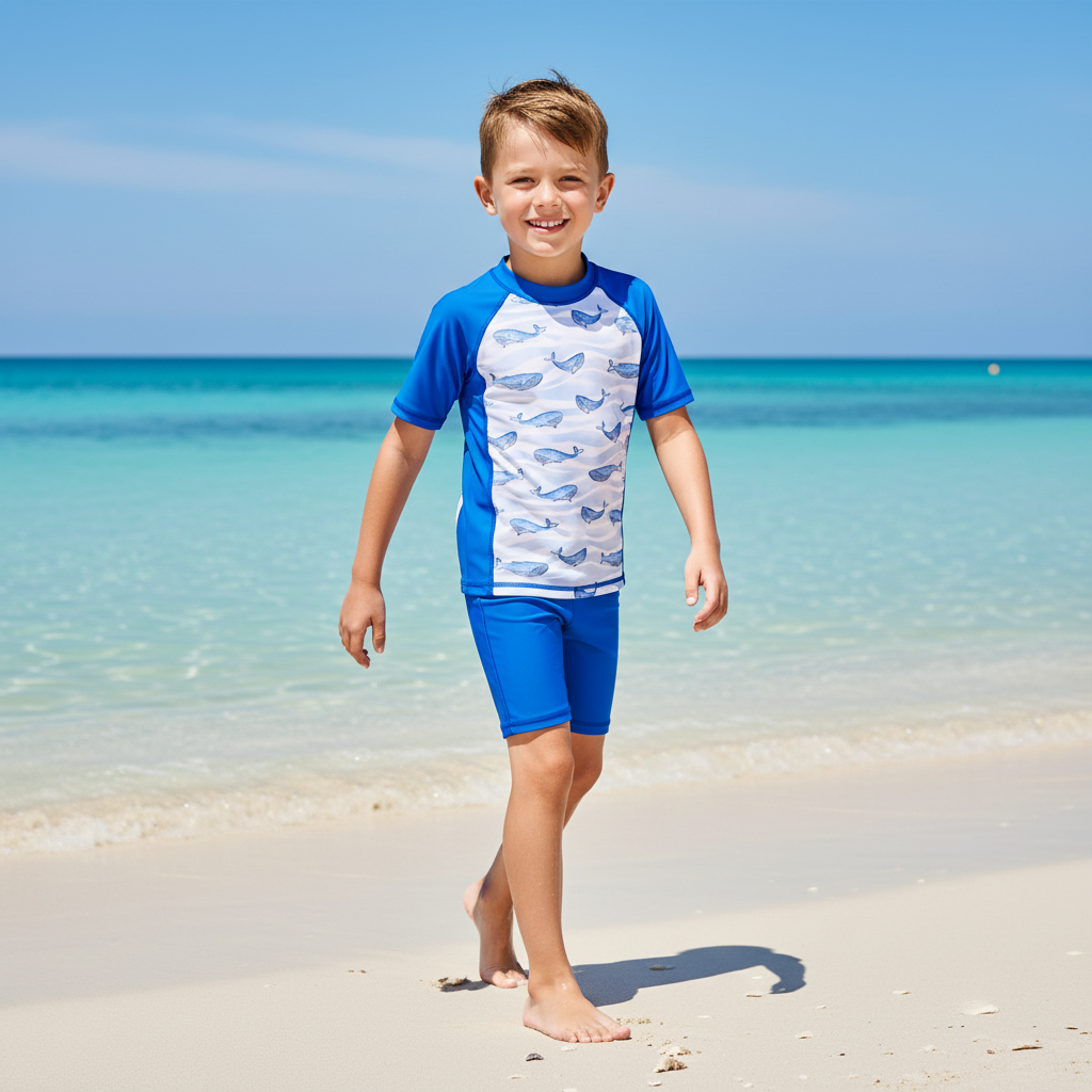 Boys Short Sleeve Rashguard Swim Set
