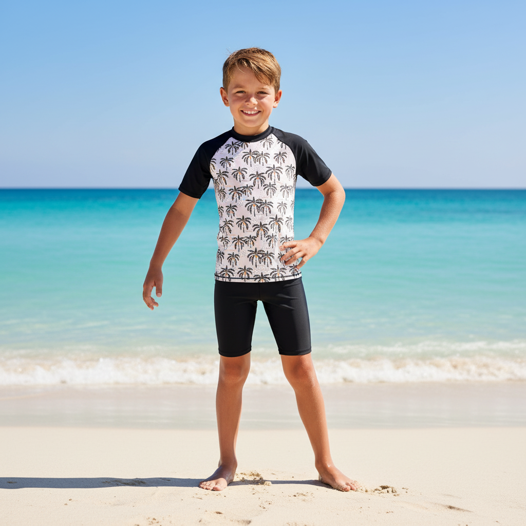 Boys Short Sleeve Rashguard Swim Set