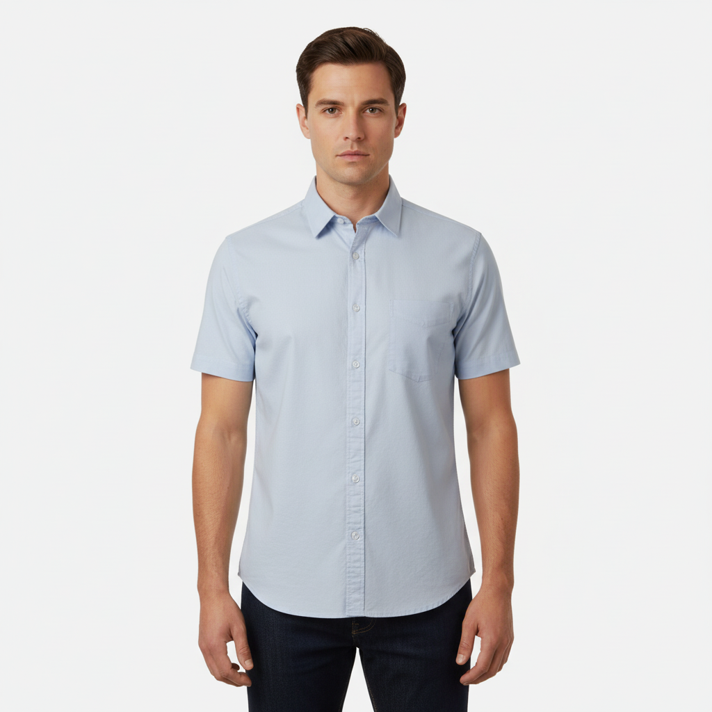 Men Basic Short Sleeve Oxford Shirt