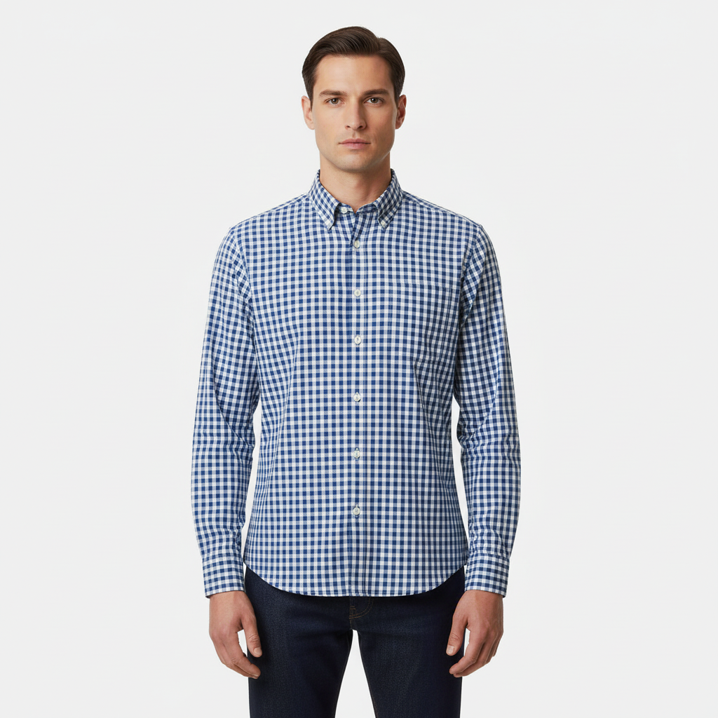 Men Long Sleeve Checkered Shirt