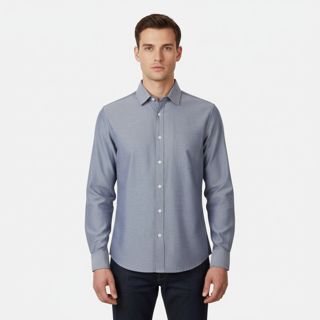 Men Long Sleeve Oxford Shirt