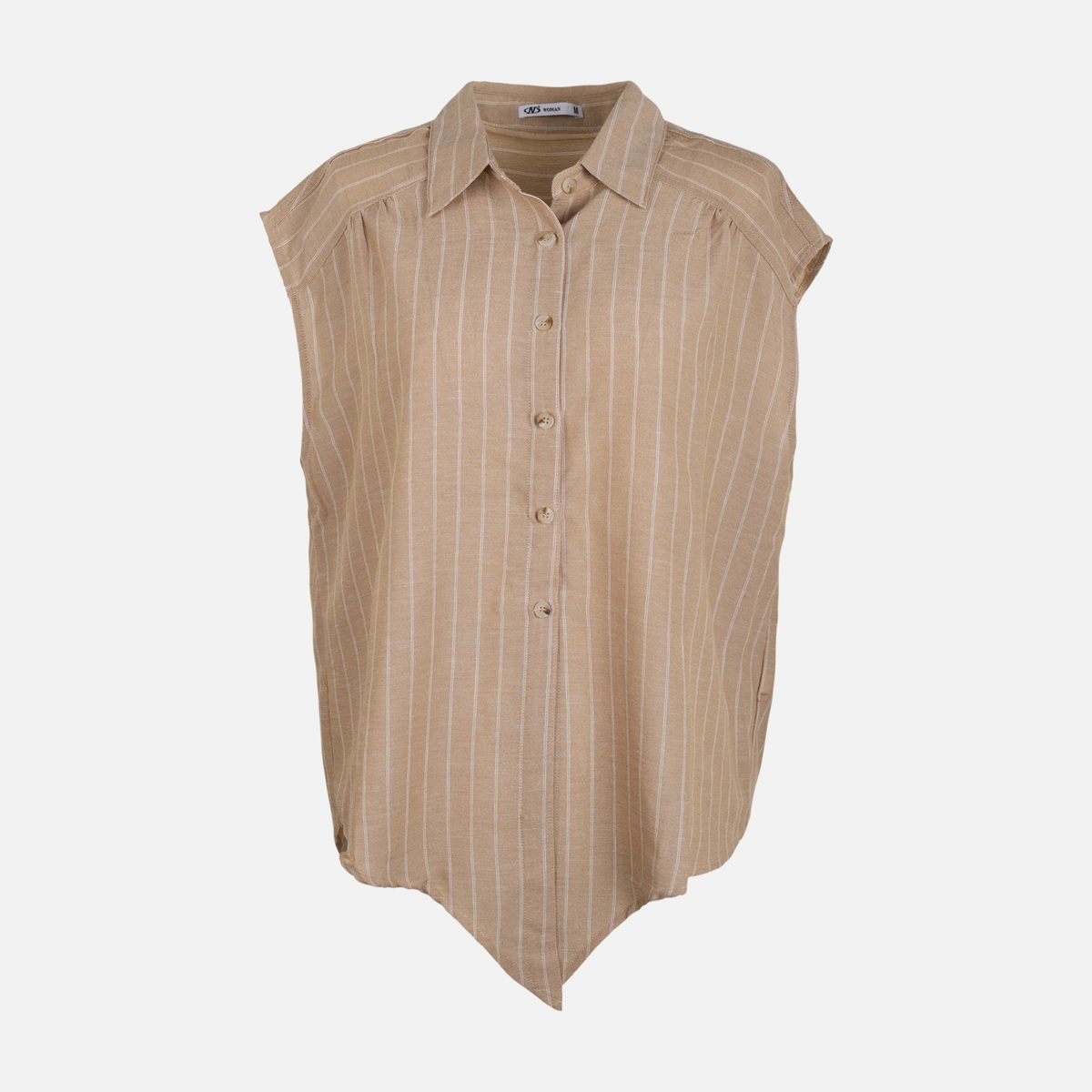 Women Striped Sleeveless Button-Up Shirt