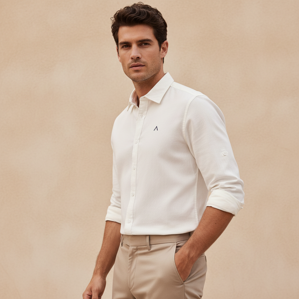 Men Woven Long Sleeve Plain Shirt