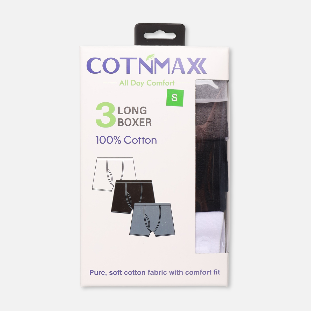 Men 3 Pieces Cotton Long Boxer Set