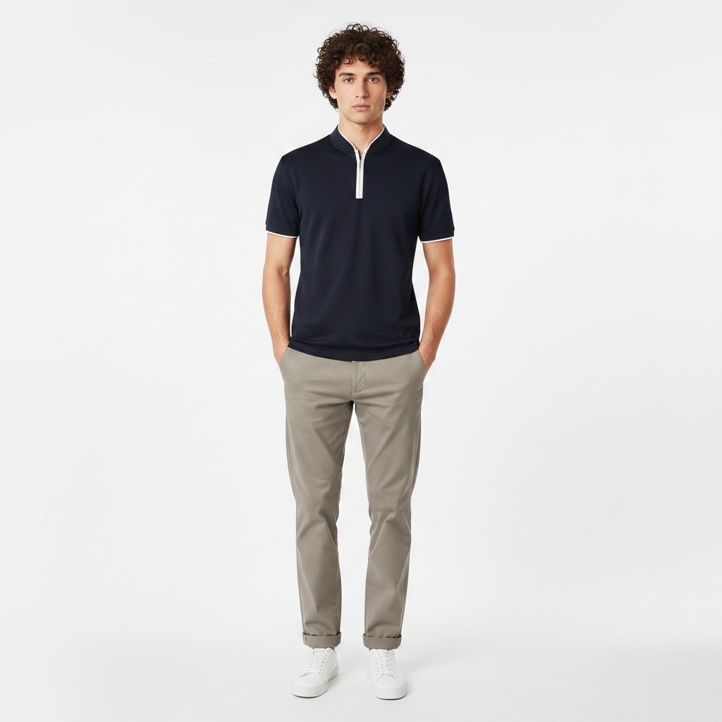 Men T-Shirt Half Collar Short Sleeve