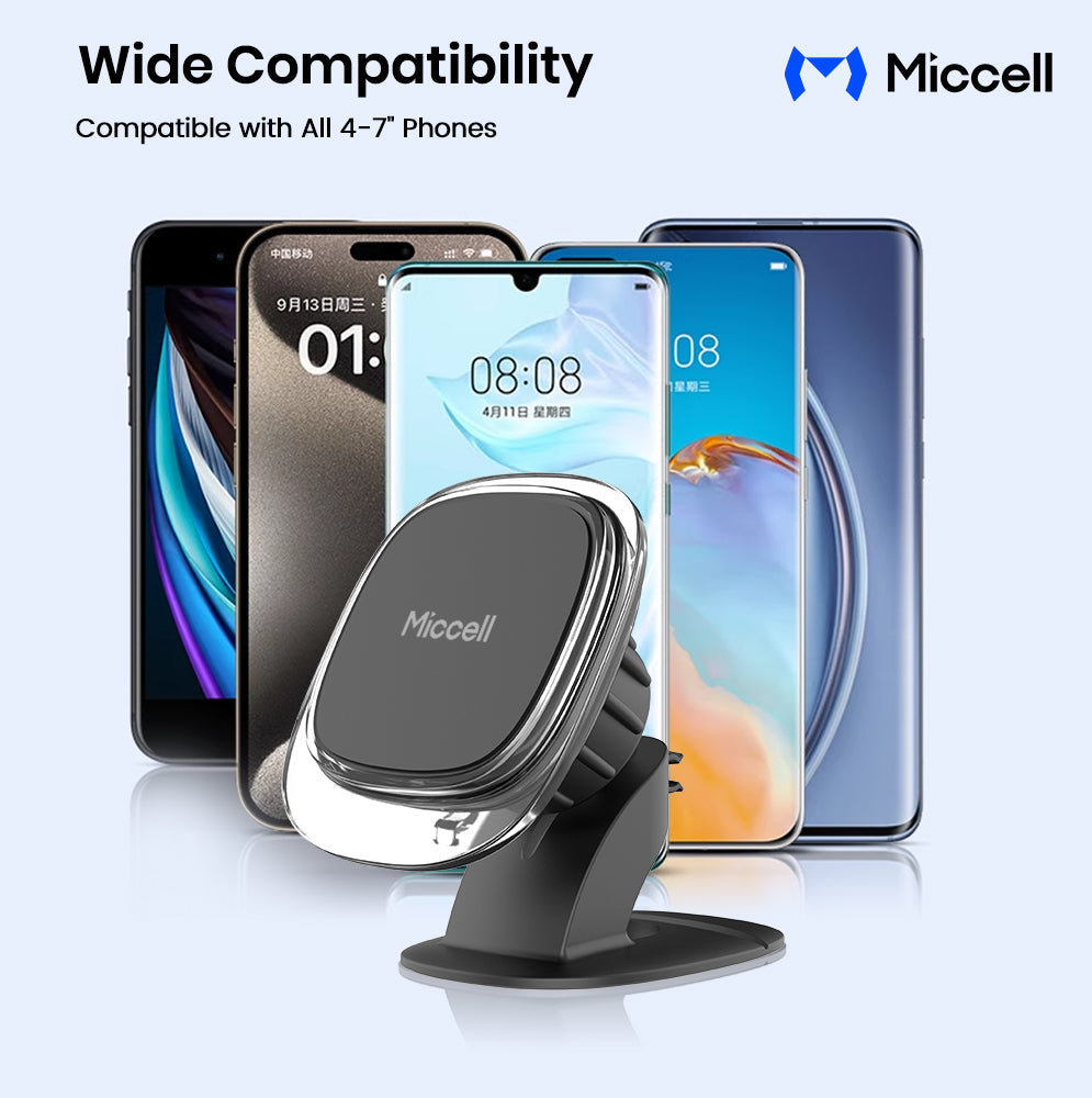 Magnetic Car Phone Mount with Cable Clips