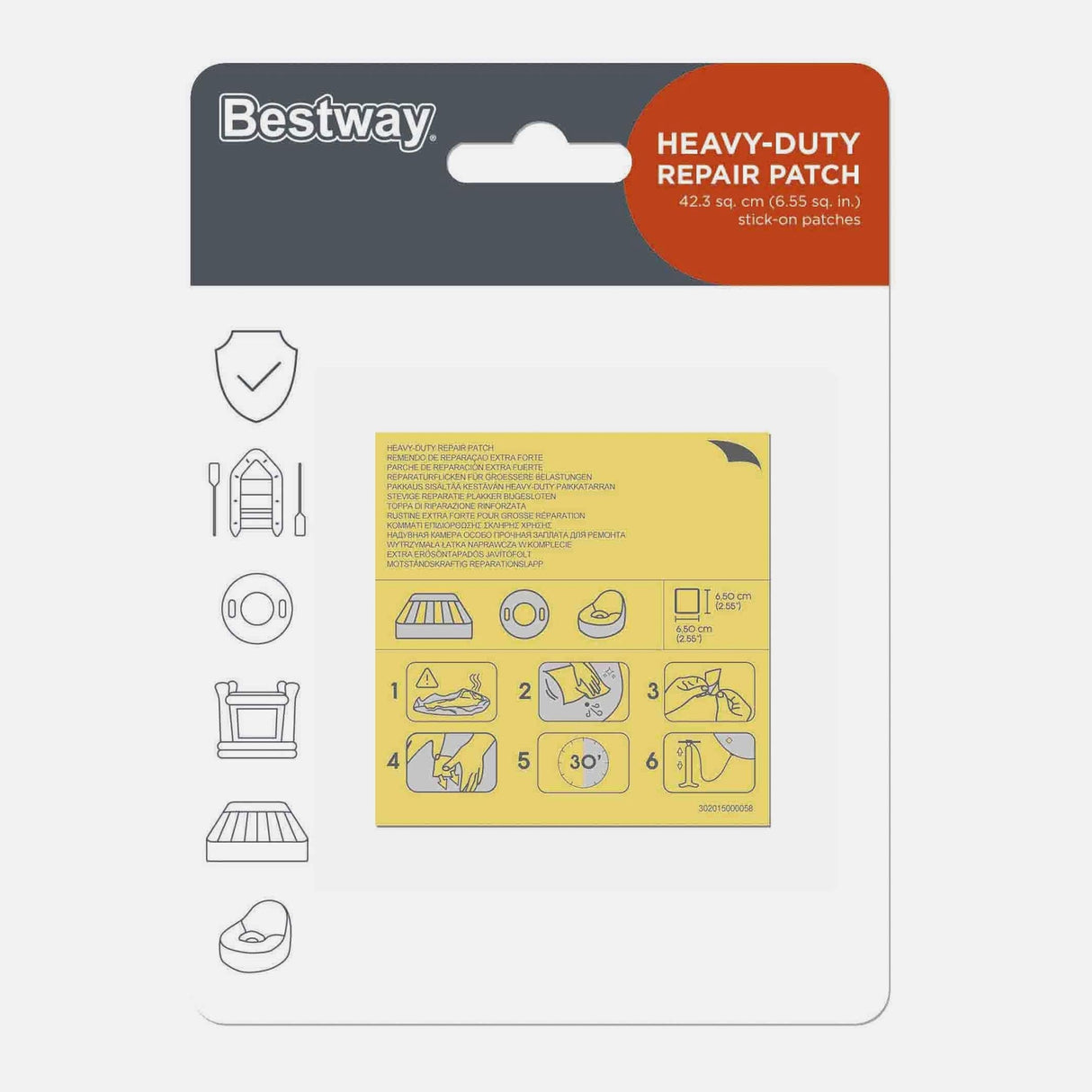 HEAVY DUTY REPAIR PATCH 2.5'X2.5'/6.5CMX6.5CM