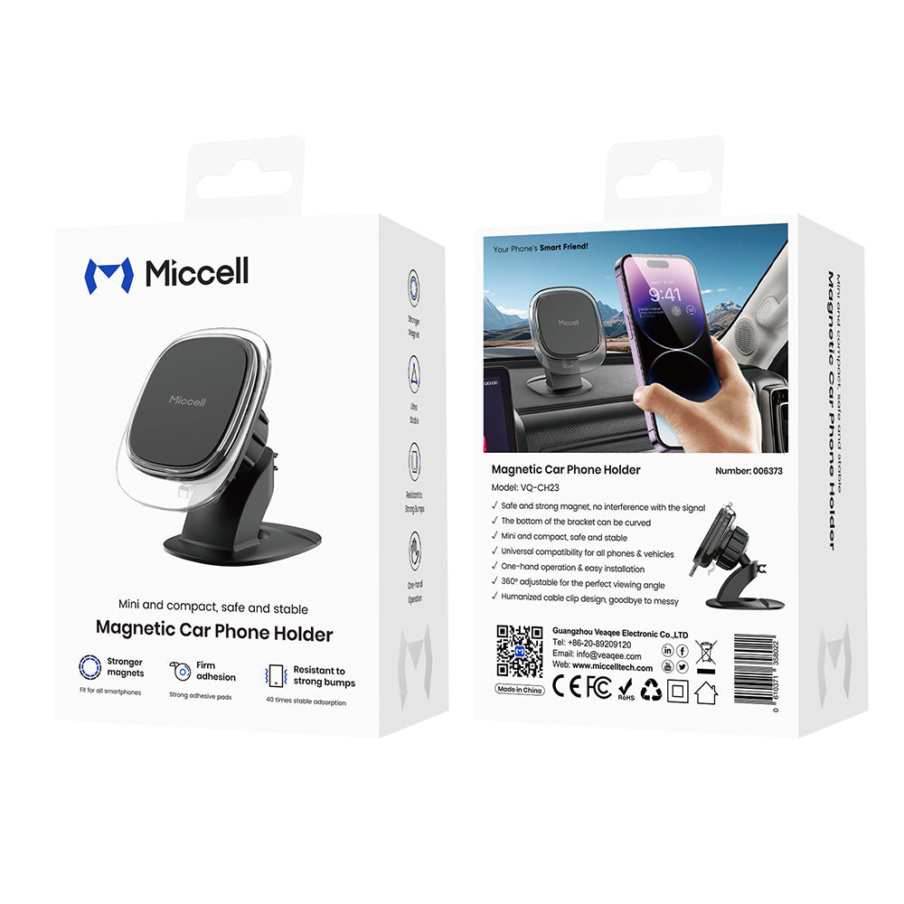 Magnetic Car Phone Mount with Cable Clips