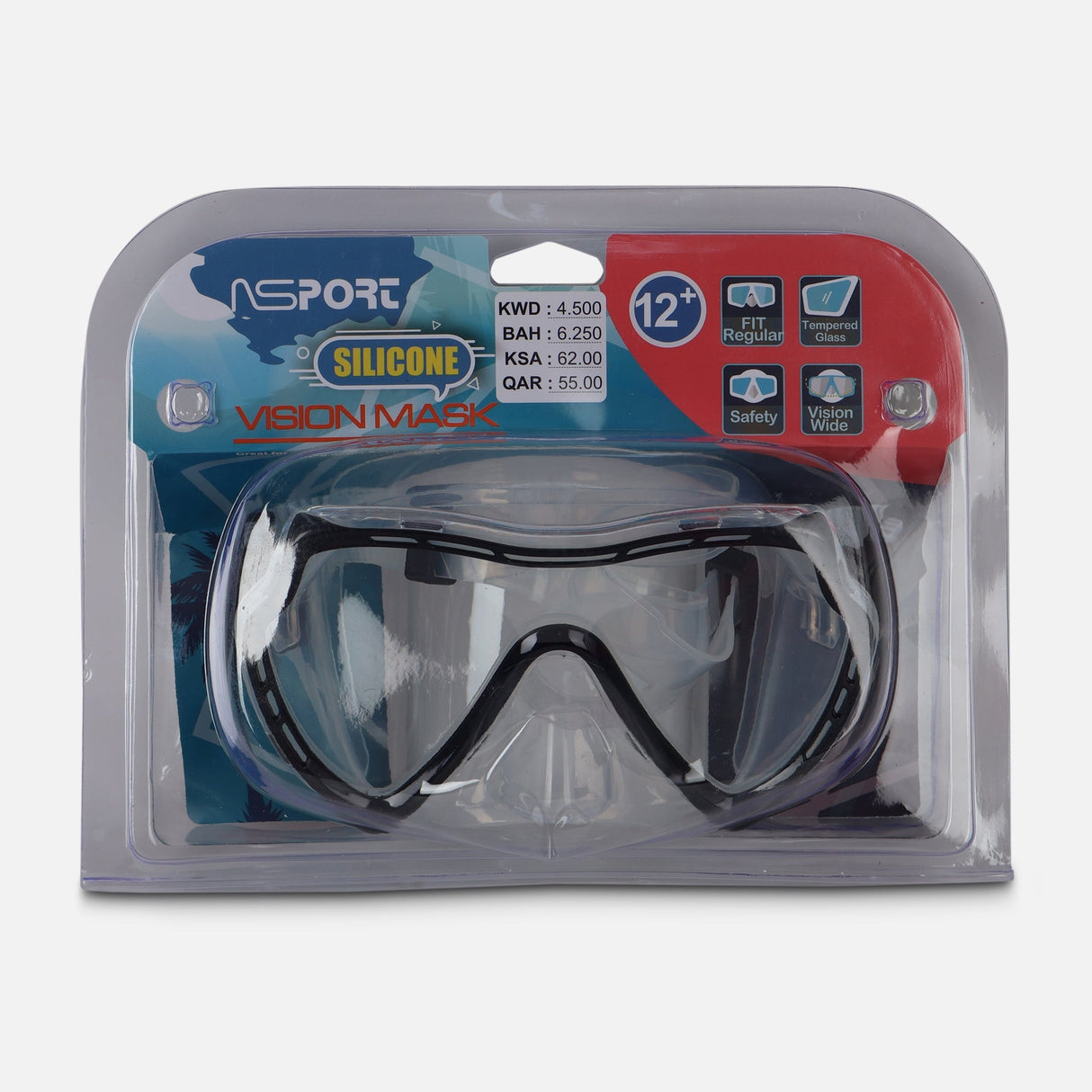 SWIM MASK ANTI FOG WITH SILICONE MASK & STRAP (+12Y)