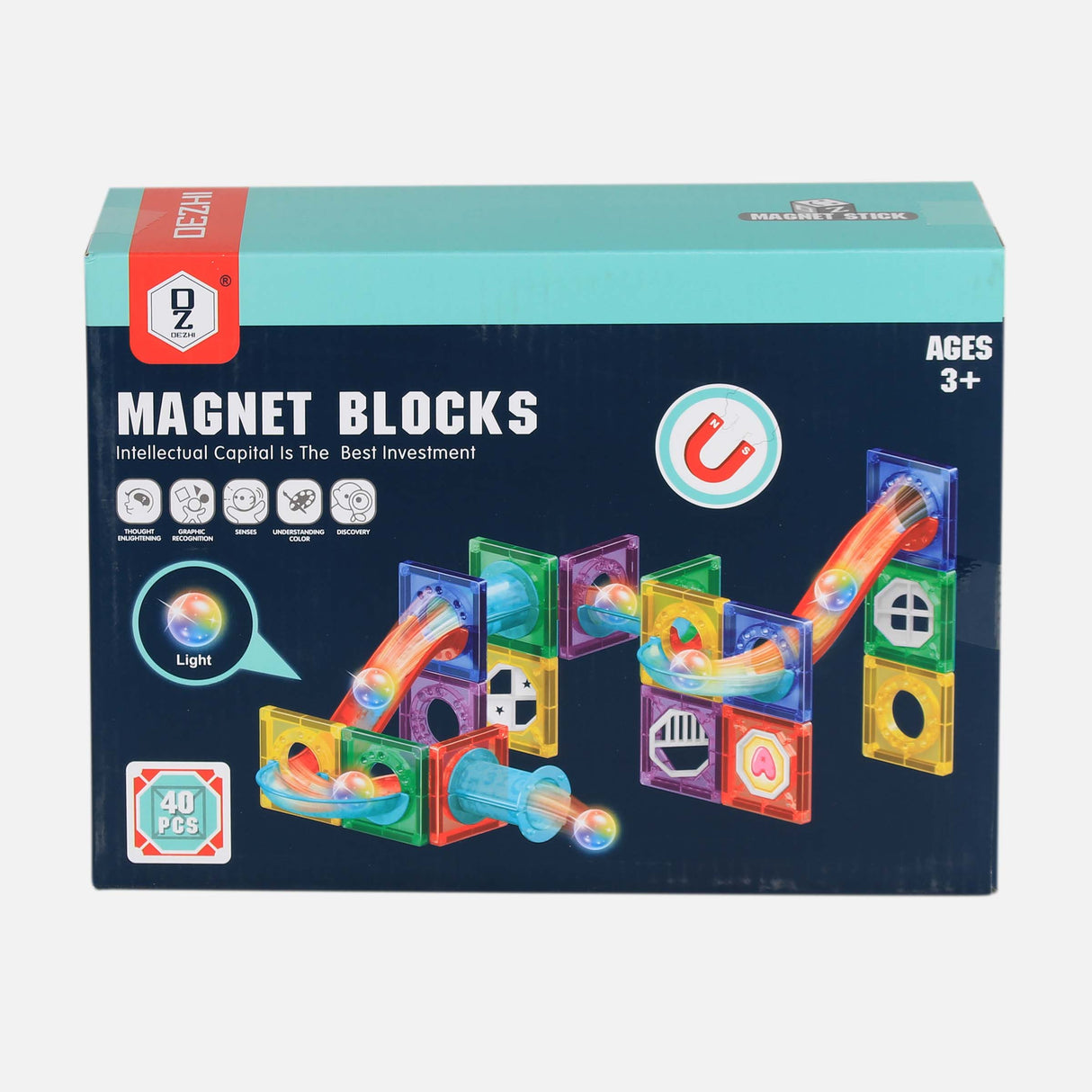 MAGNET TRACK BLOCKS SET 40PCS WITH LIGHT