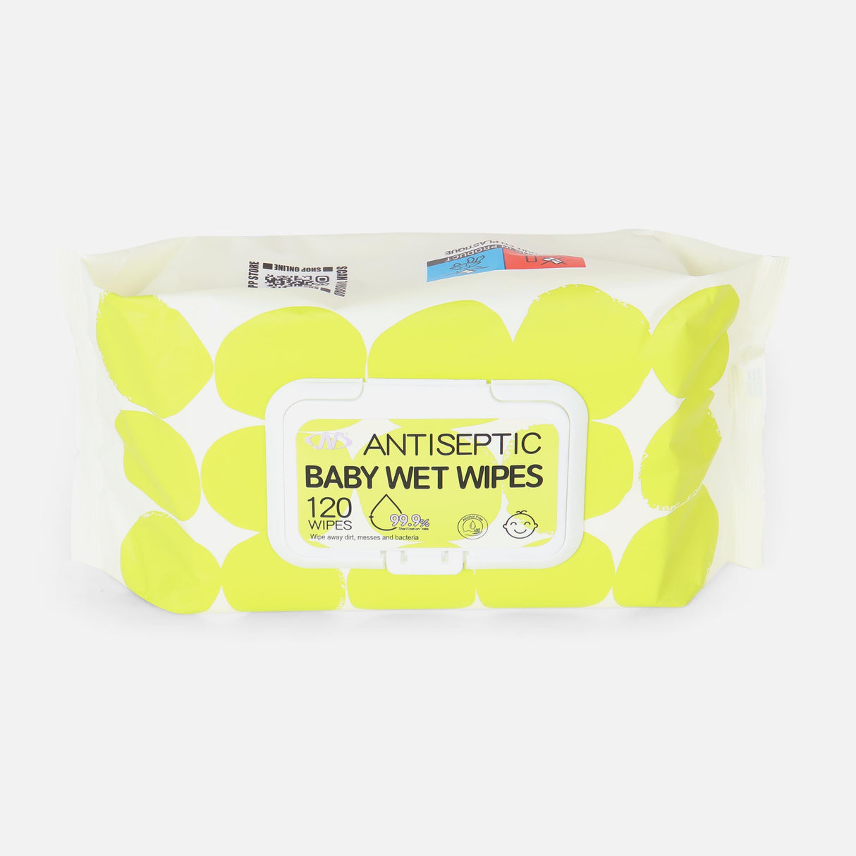 ANTISEPTIC BABY WET WIPES WITH LID 120PCS PACK [LEMON