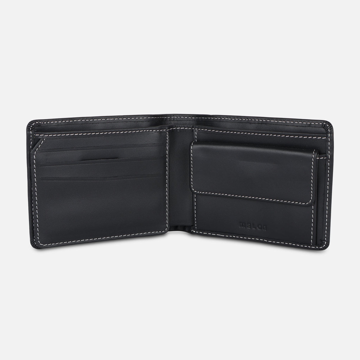 MEN BI-FOLD LEATHER WALLET WITH COIN POCKET