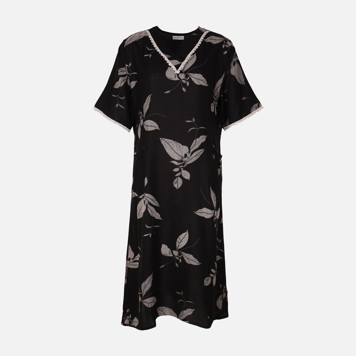 Women Alpine Pocket Midi Gown Short Sleeve Dress