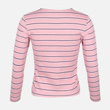 WOMEN RIBBED STRIPE T-SHIRT LONG SLEEVE 