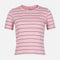 WOMEN RIBBED STRIPE T-SHIRT SHORT SLEEVE 