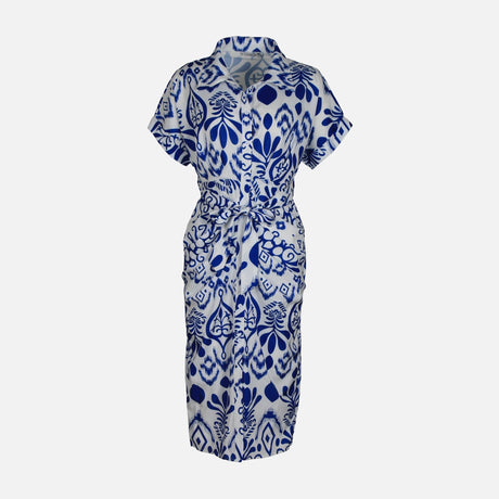 WOMEN FLORAL SHORT SLEEVE LONG DRESS