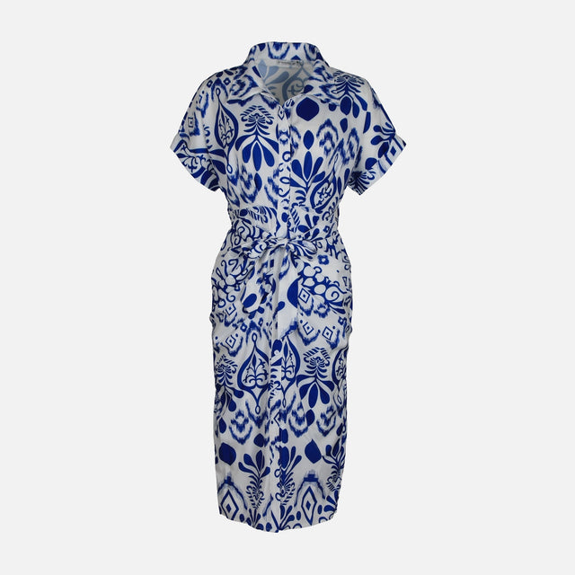 WOMEN FLORAL SHORT SLEEVE LONG DRESS