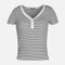 WOMEN RIB BUTTONED STRIPED TEE