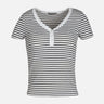 WOMEN RIB BUTTONED STRIPED TEE
