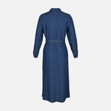 WOMEN LONG SLEEVE TENCEL LONG DRESS