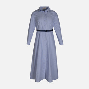 WOMEN LONG SLEEVE STRIPED LONG DRESS