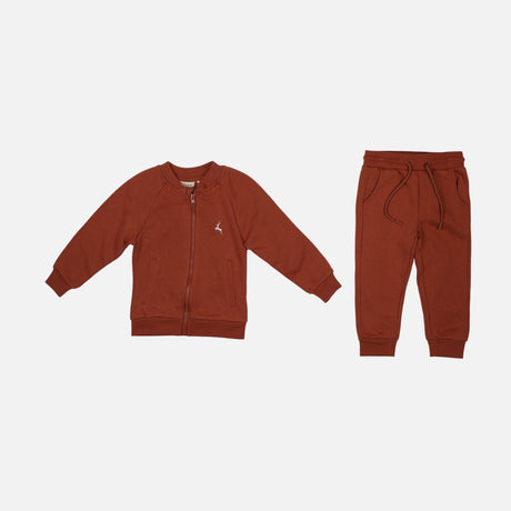 BOYS 2 PIECES SET SWEATSHIRT CREW NECK- ZIPPER & PANT SOLID  