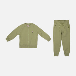 GIRLS 2 PIECES SET SWEATSHIRT CREW NECK- ZIPPER & PANT SOLID  