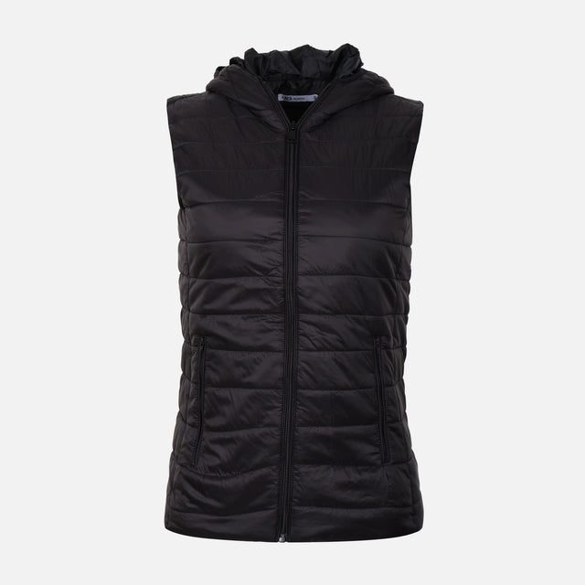 WOMEN BASIC PADDED VEST WITH HOOD