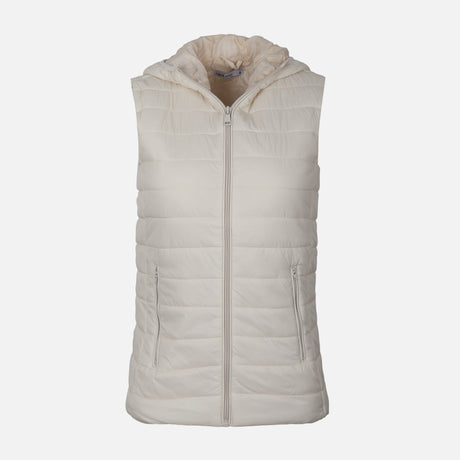 WOMEN BASIC PADDED VEST WITH HOOD