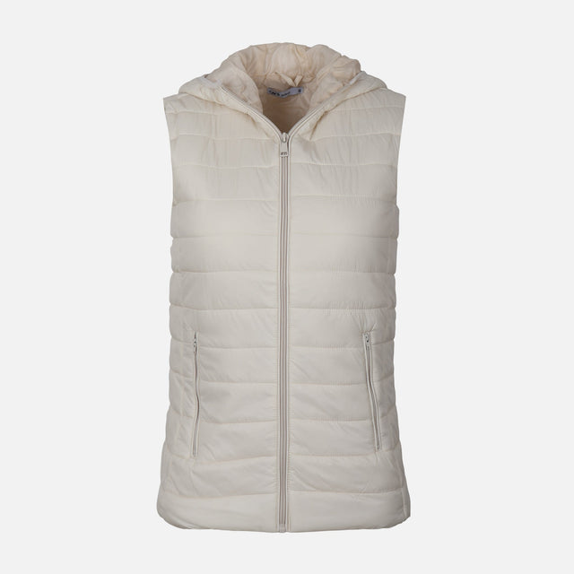 WOMEN BASIC PADDED VEST WITH HOOD