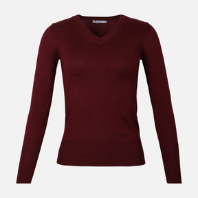 WOMEN BASIC SWEATER V-NECK