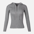 WOMEN FULLZIPPER RIBBED HOODED CARDIGAN