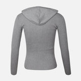 WOMEN FULLZIPPER RIBBED HOODED CARDIGAN