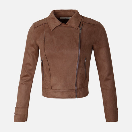 WOMEN FAUX SUEDE MOTO JACKET