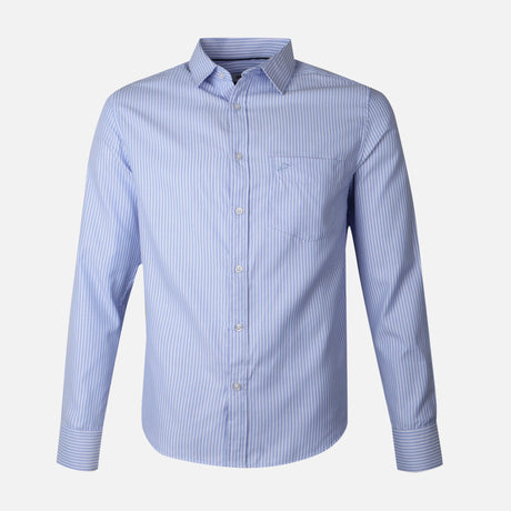 MEN LONG SLEEVE STRIPE SHIRT WITH POCKET