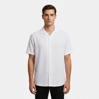 Men Short Sleeve Open Collar Seer Sucker Shirt