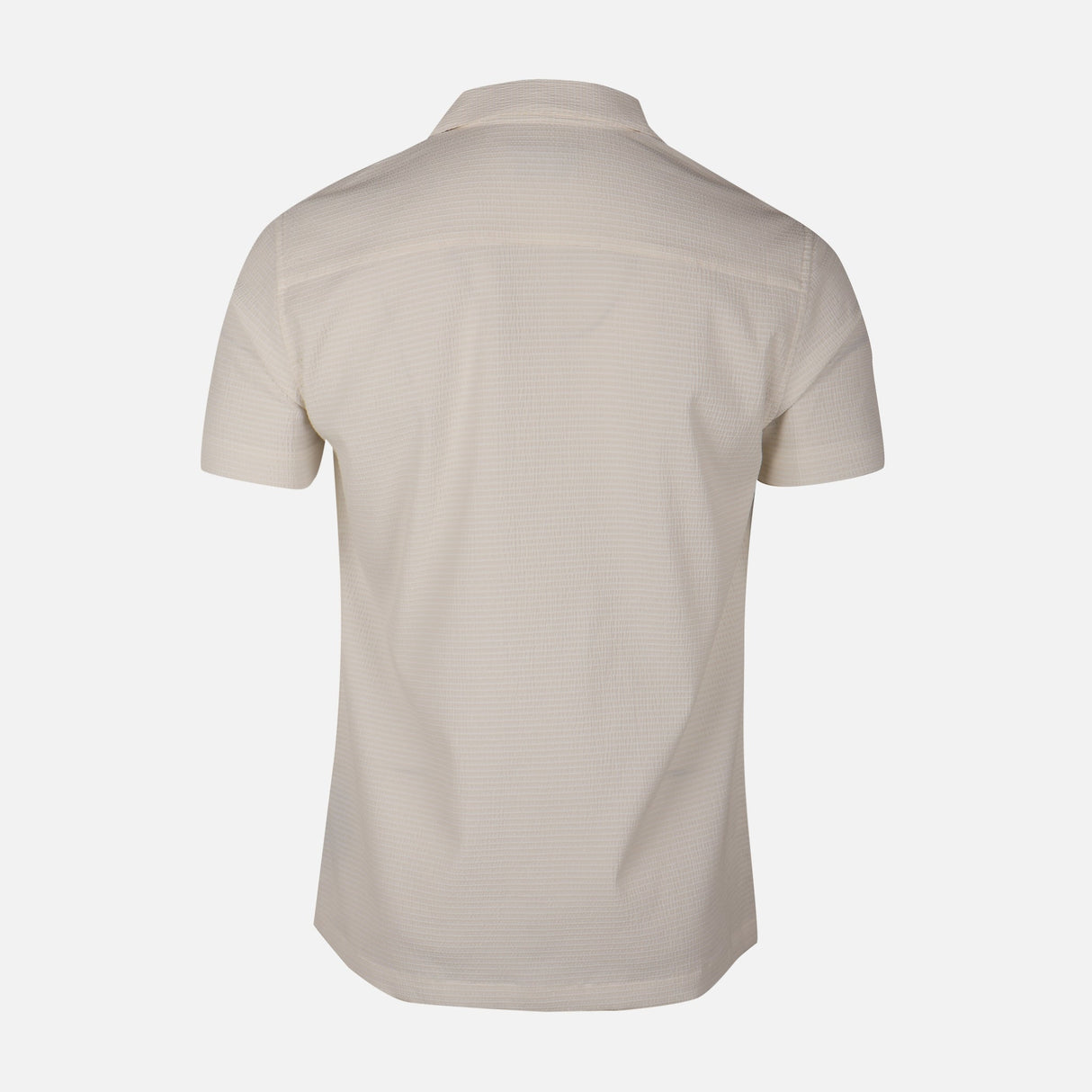 Men Short Sleeve Open Collar Textured Crinkle Shirt