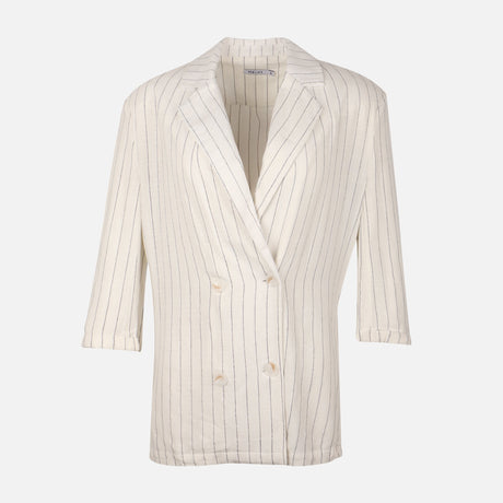 Women Striped Long Blazer