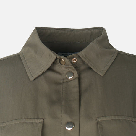 Women Double Pocket Long Shacket