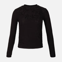 Women Rib Jacquard Long Sleeve T-Shirt