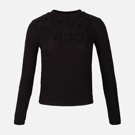 Women Rib Jacquard Long Sleeve T-Shirt