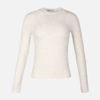 Women Rib Jacquard Long Sleeve T-Shirt